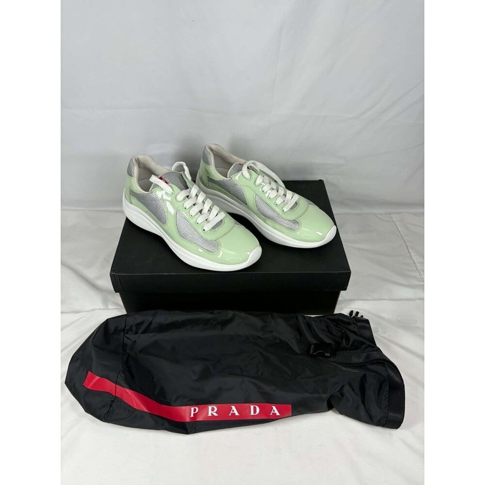 Prada American Cup Patent Mint Green Mens Mesh Sneakers - Sz 7 US SPB JA-365540 - Picture 2 of 14